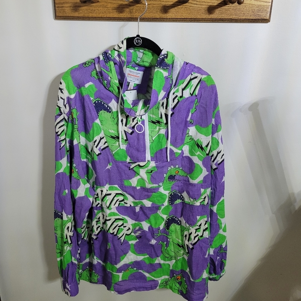 Nickelodeon Olmos and Flores Reptar Rugrats Hoodie Purple Green White, Size M